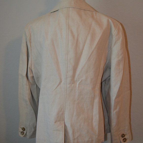 LL Bean Beige 100% Linen Jacket Sz 18 - Picture 11 of 16